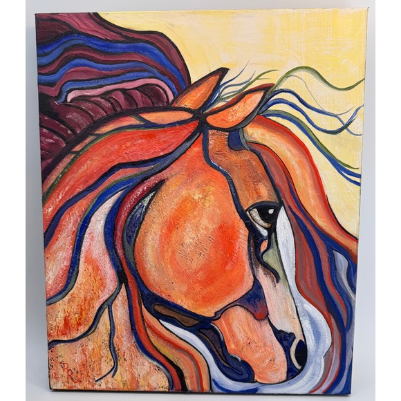 Other - Dos Rios Original Oil Painting Horse Abstract Expressionist Canvas 2012 Signed